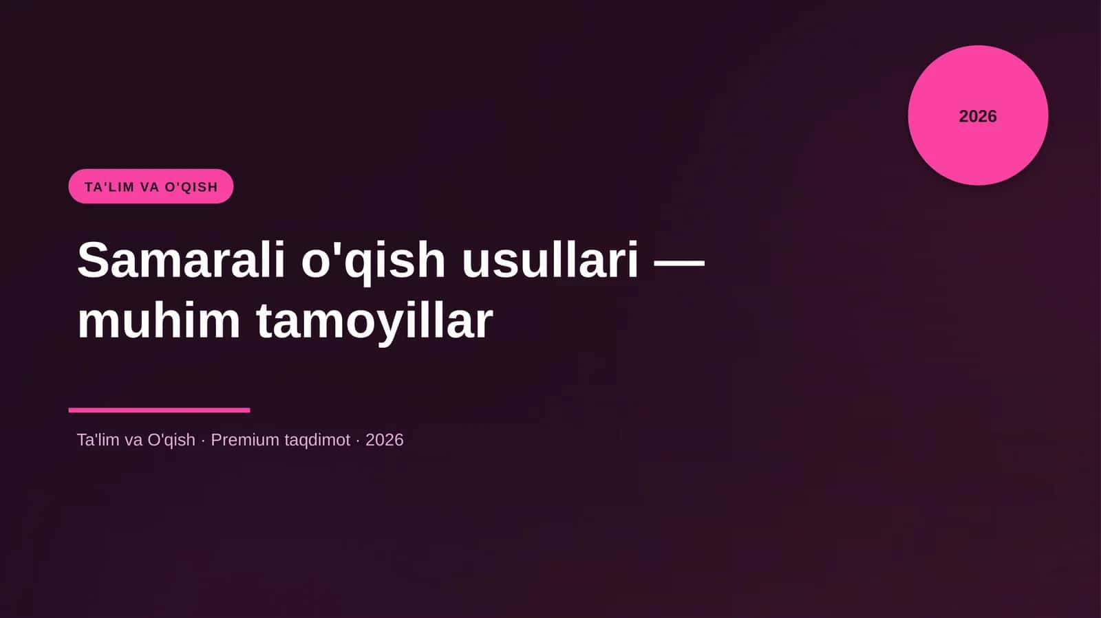 Samarali o'qish usullari — muhim tamoyillar