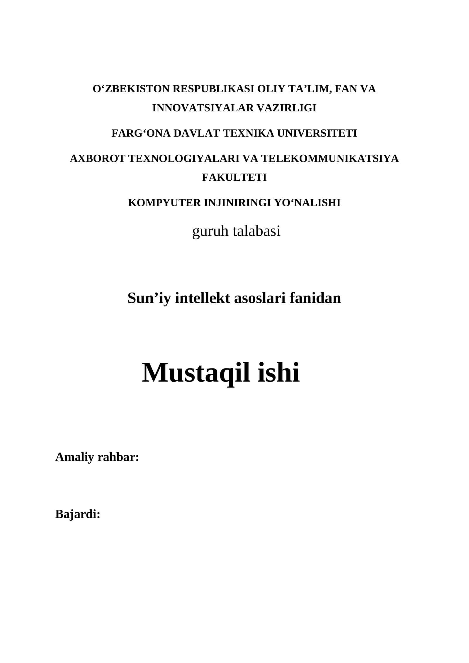 Linear regression bo`yicha amaliy ishlar