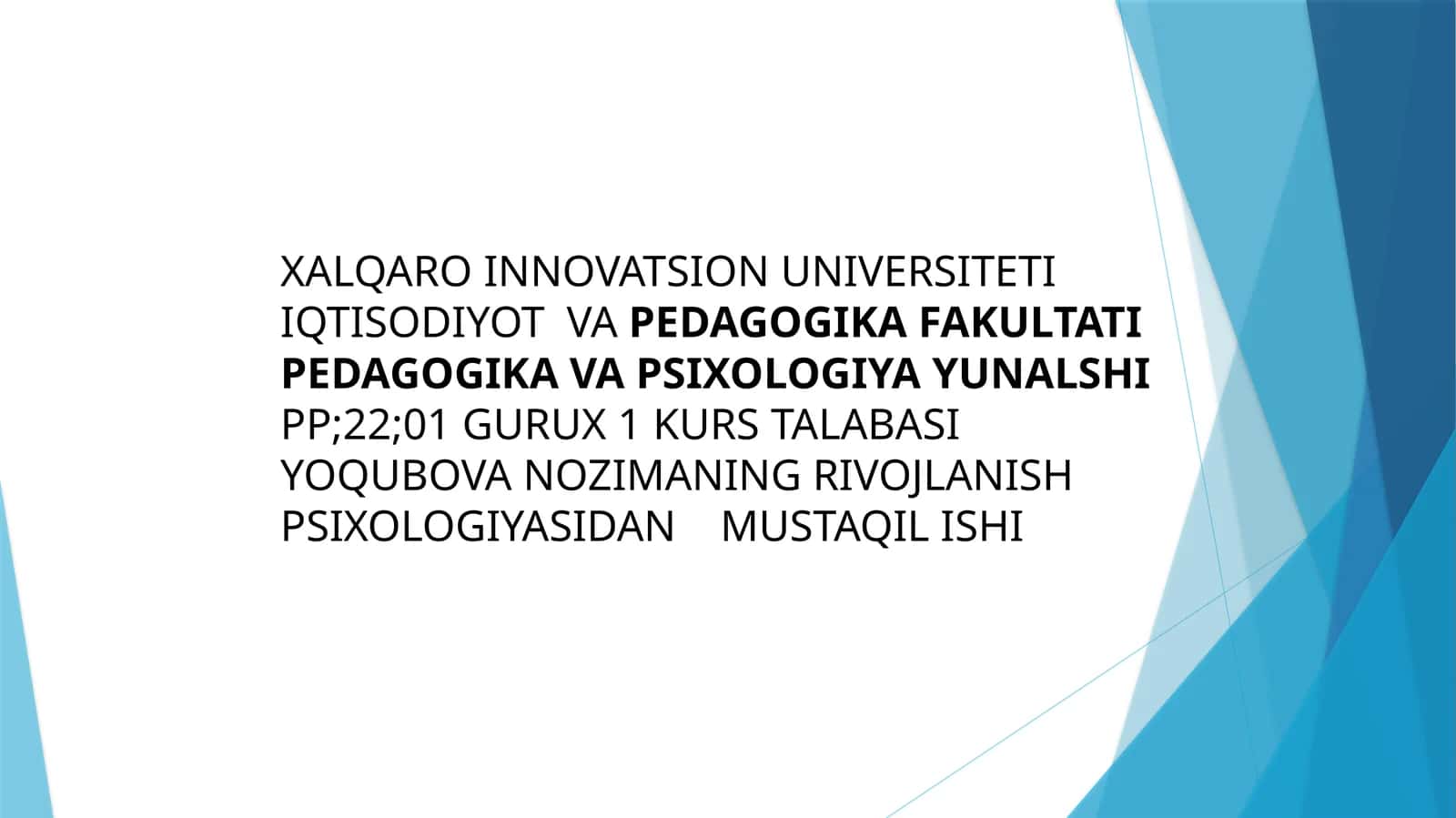 Rivojlanish Psixologiyasi