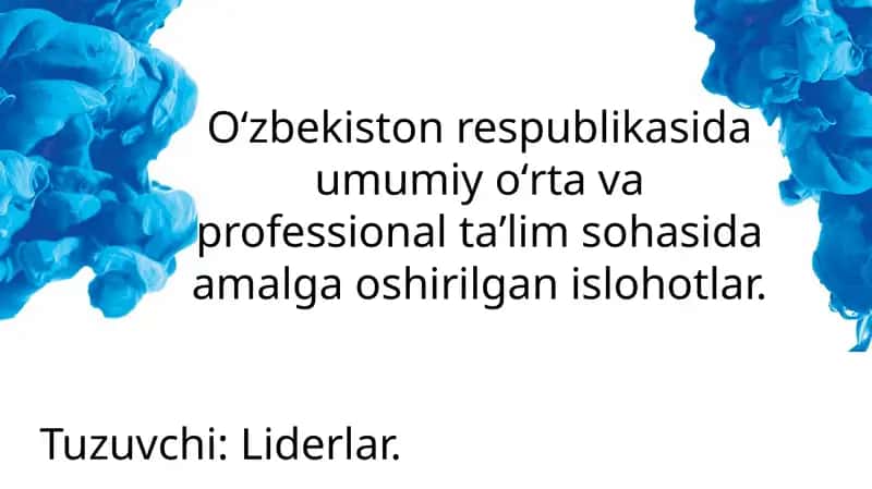 Ta'lim islohotlarining nazariy asoslari