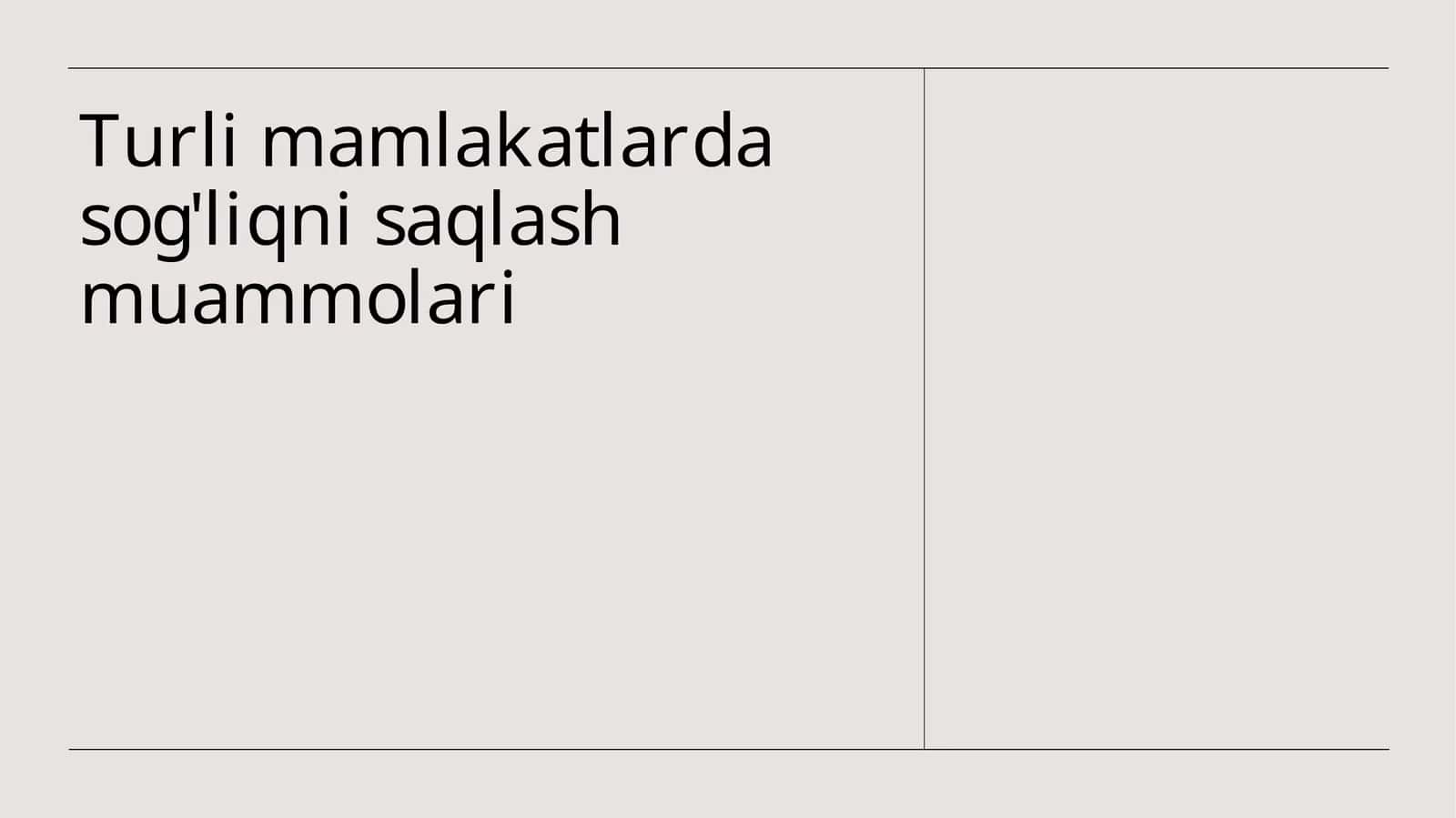 Turli mamlakatlarda sog'liqni saqlash muammolari