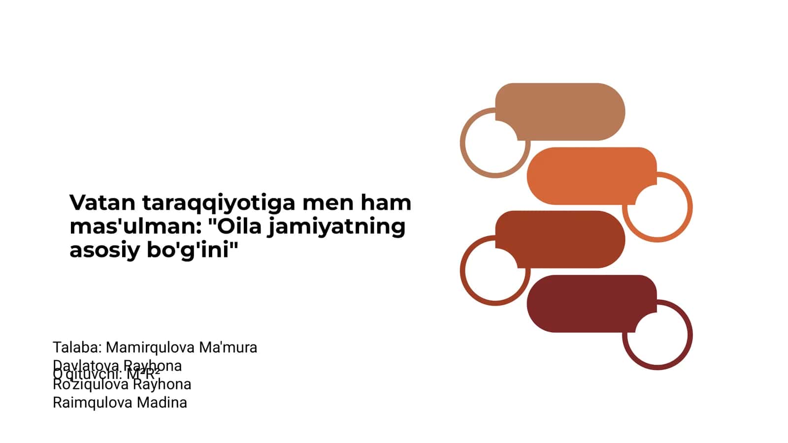 Vatan taraqqiyotiga men ham mas'ulman: "Oila jamiyatning asosiy bo'g'ini"