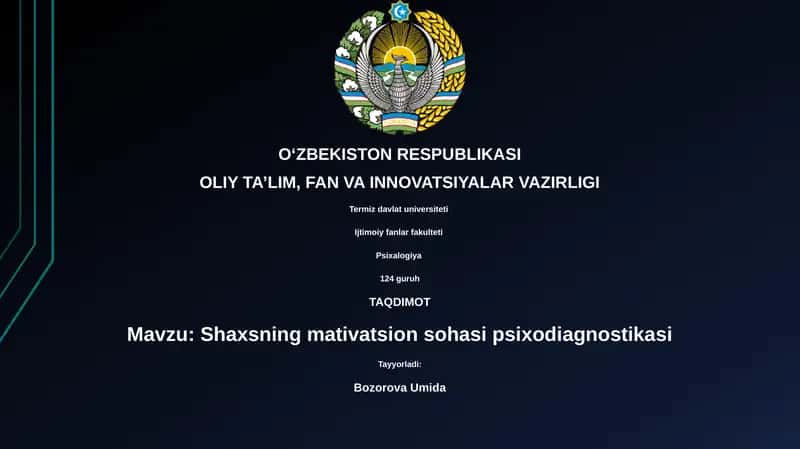 Shaxsning mativatsion sohasi psixodiagnostikasi
