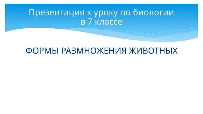 ФОРМЫ РАЗМНОЖЕНИЯ ЖИВОТНЫХ