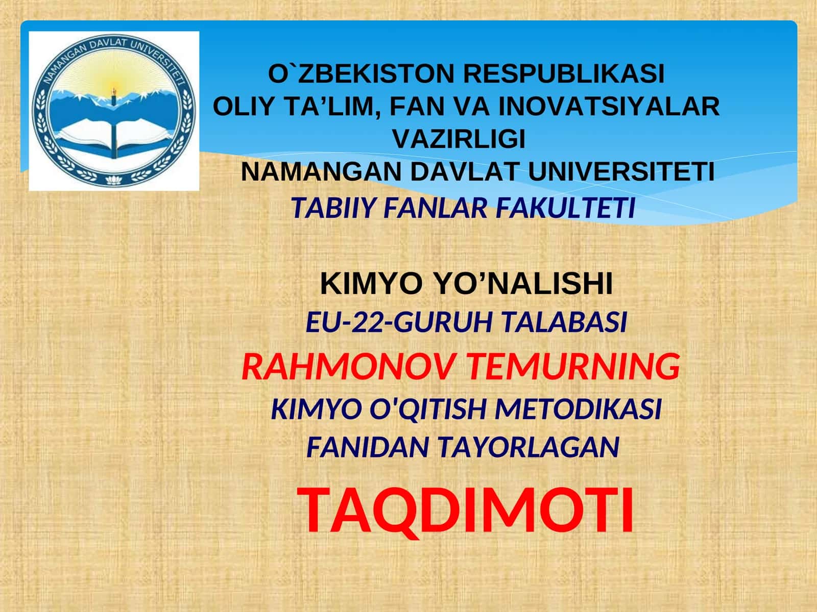 Azot va uglevod guruhchasi. Mineral o'g'itlar mavzusini o'qitish metodikasi.