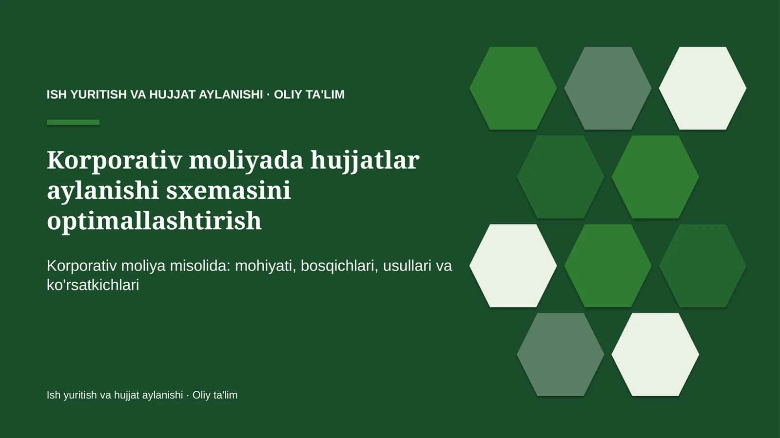 Korporativ moliyada hujjatlar aylanishi sxemasini optimallashtirish