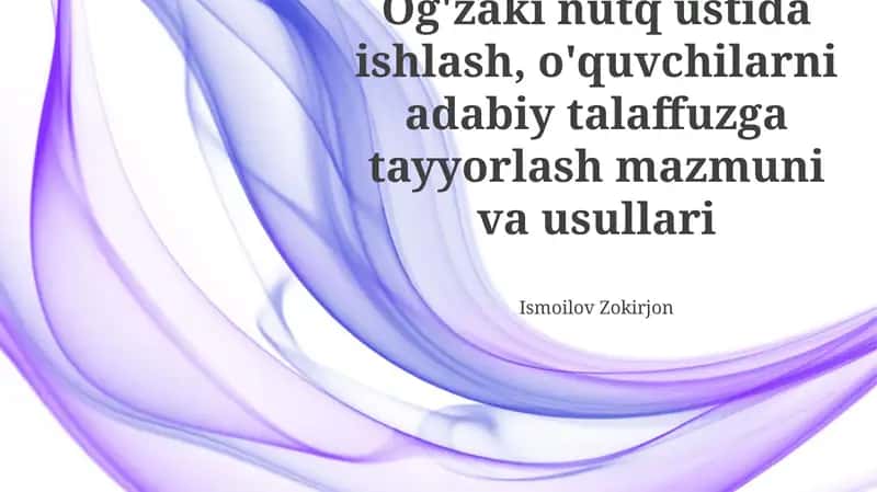 Adabiy talaffuzga tayyorlash metodlari