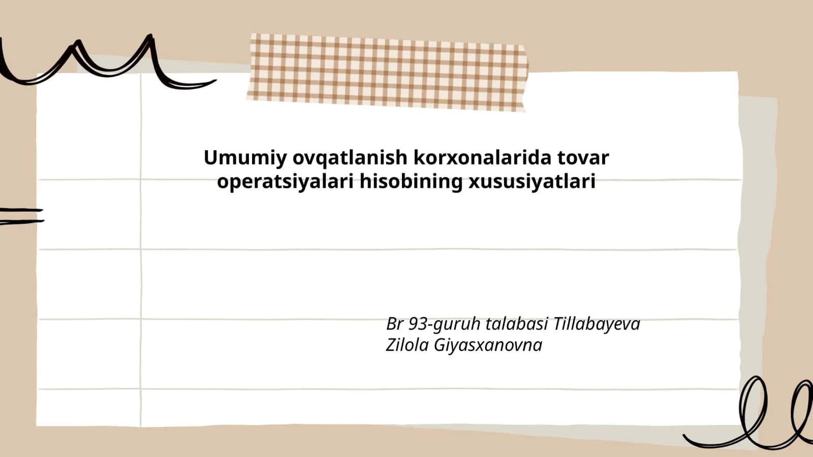 Umumiy ovqatlanish korxonalarida tovar operatsiyalari hisobining xususiyatlari