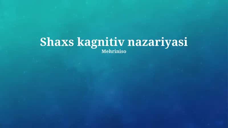Kognitiv Shaxsiyat Nazariyasi