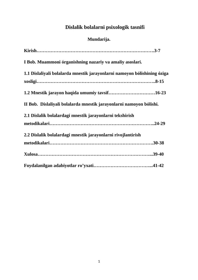 Dislalik bolalarni psixologik tasnifi