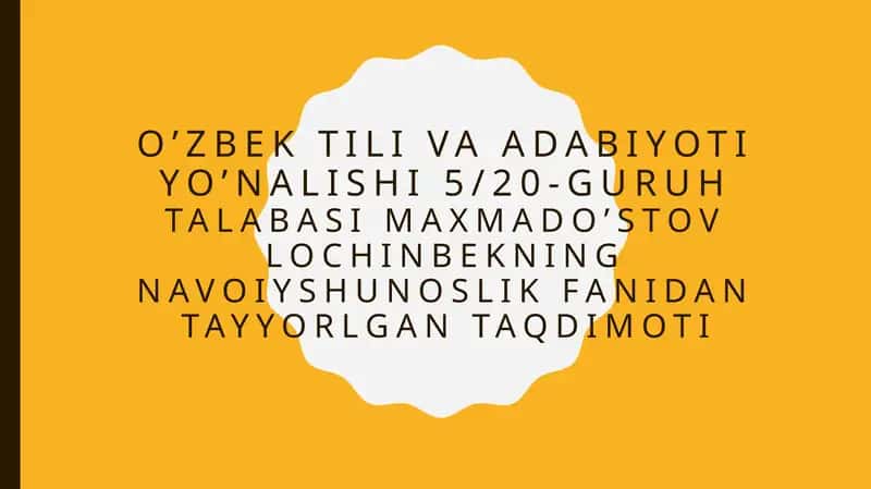O’ZBEK TILI VA ADABIYOTI YO’NALISHI 5/20-GURUHTA