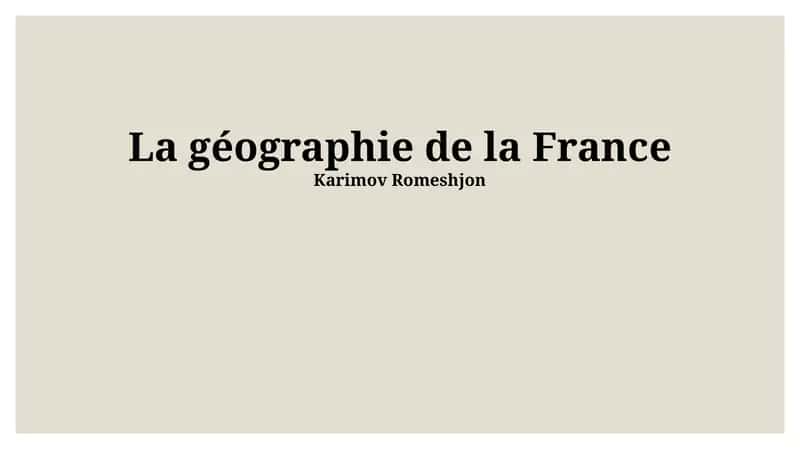 La géographie de la France