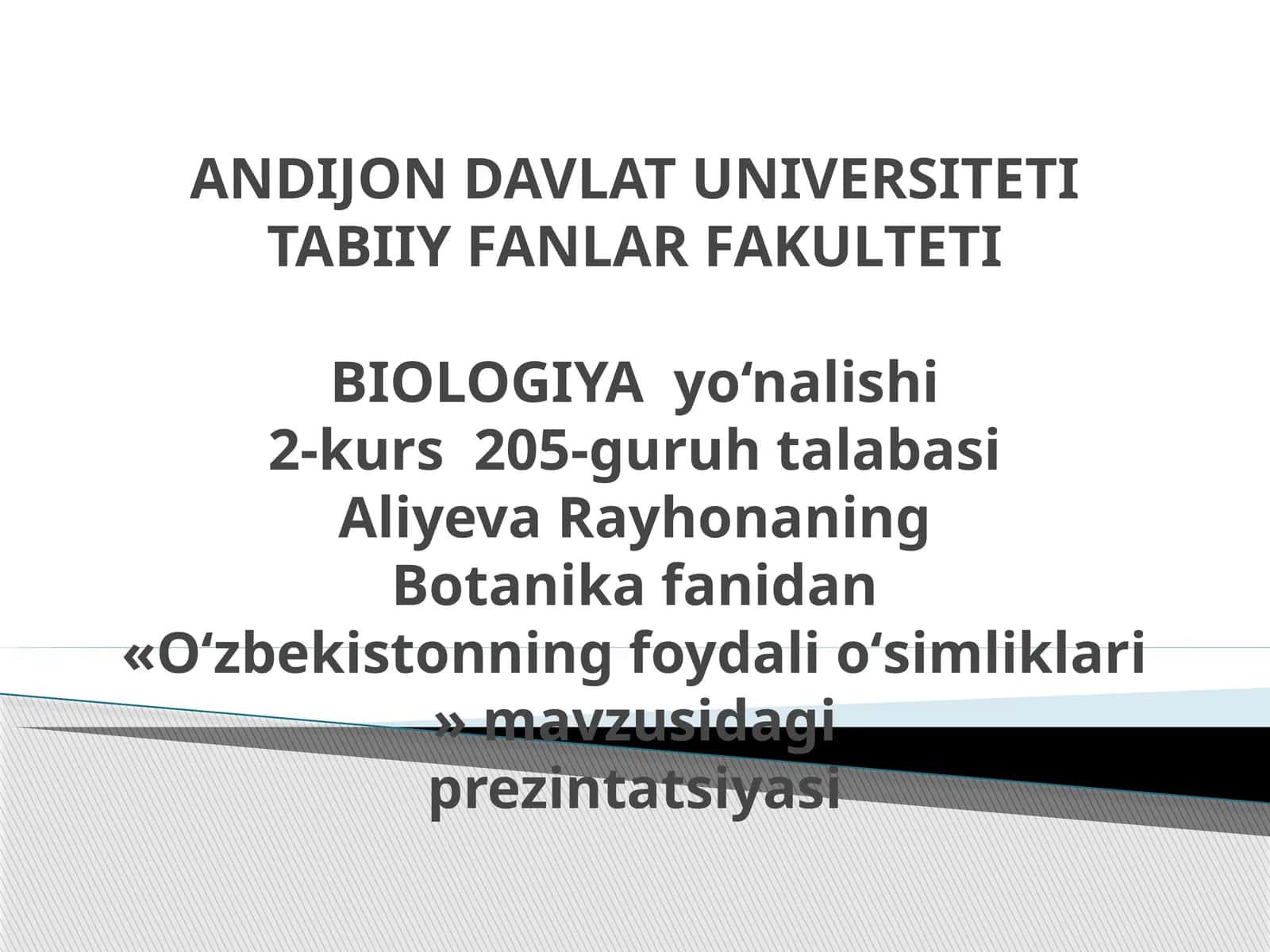 «Oʻzbekistonning foydali oʻsimliklari»