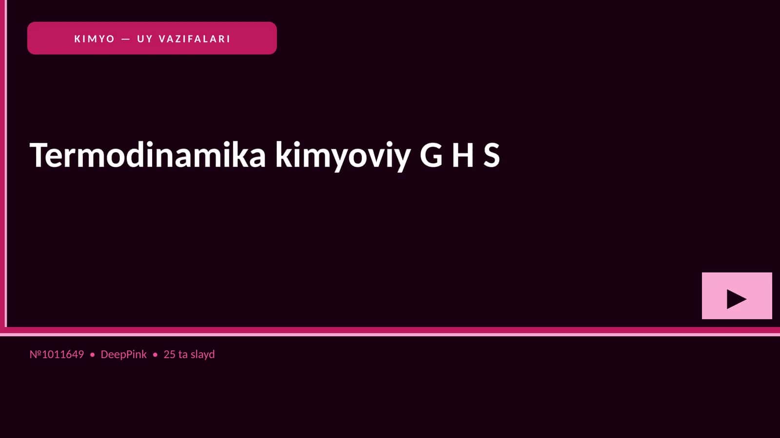 Termodinamika kimyoviy G H S