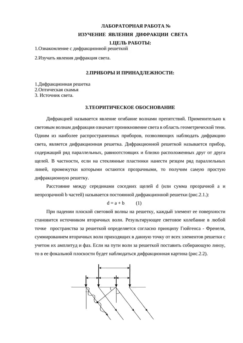 ИЗУЧЕНИЕ ЯВЛЕНИЯ ДИФРАКЦИИ СВЕТА