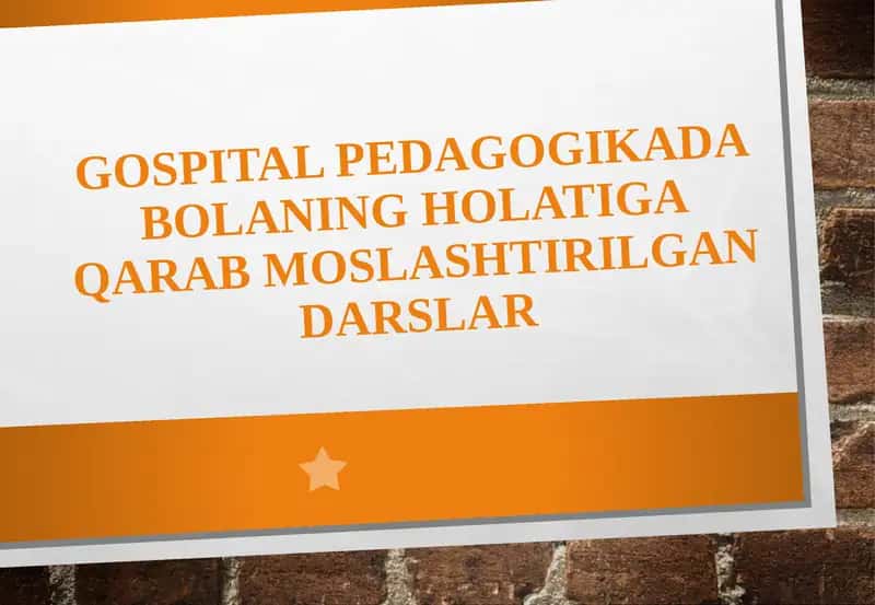 Gospital pedagogikada bolaning holatiga qarab moslashtirilgan darslar