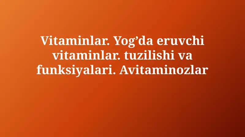Vitaminlar