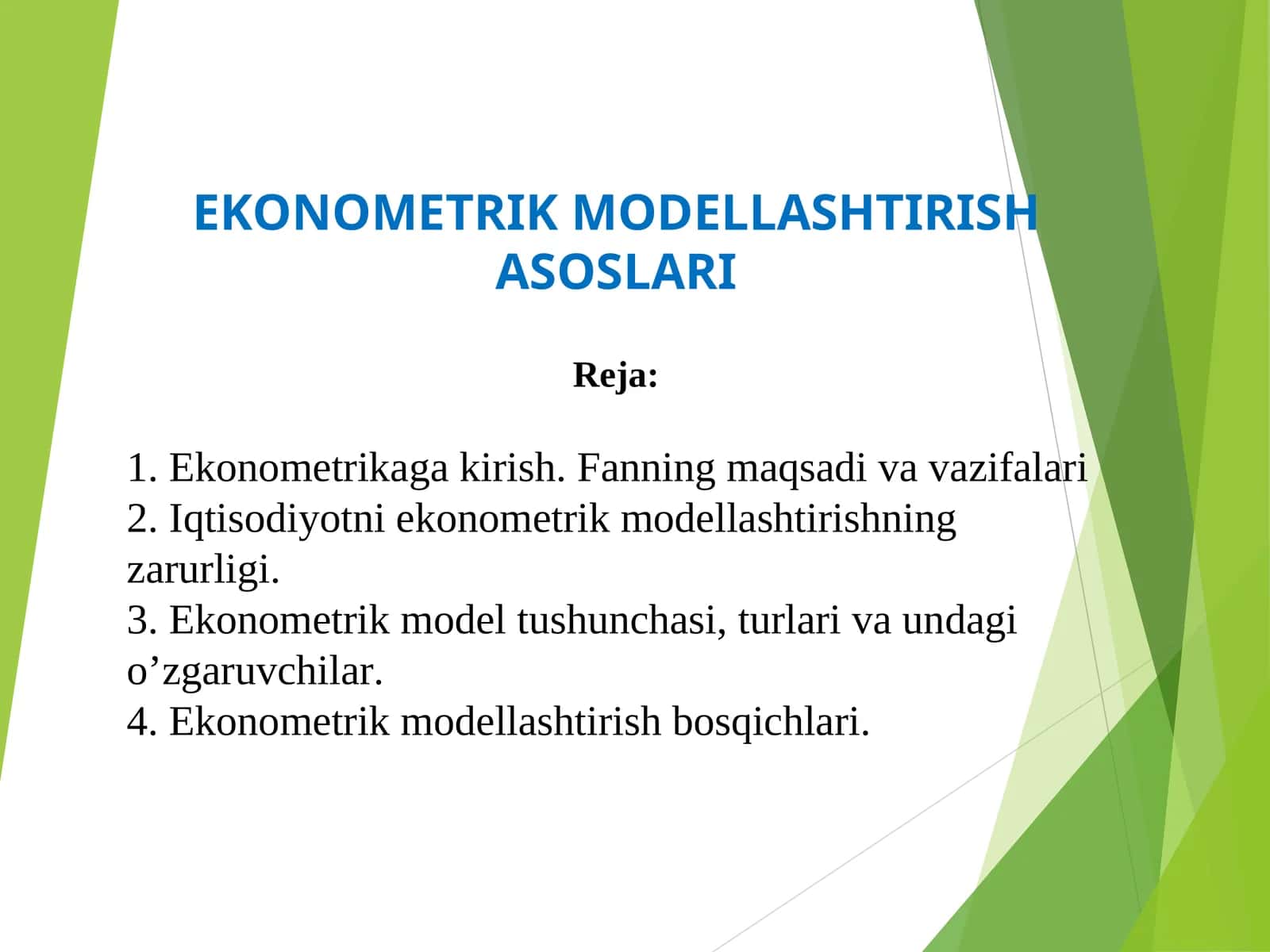 EKONOMETRIKMODELLASHTIRISH ASOSLARI
