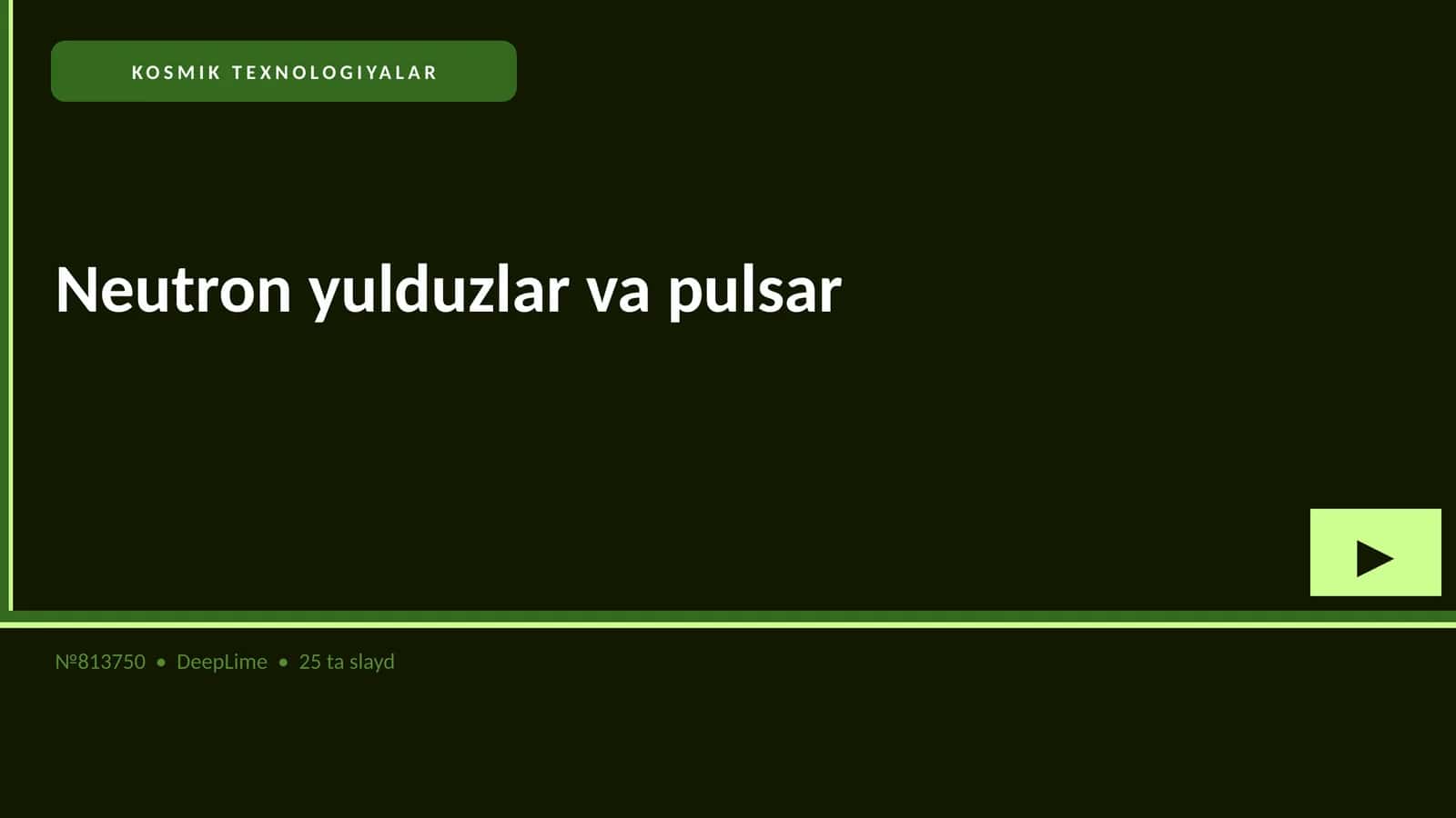 Neutron yulduzlar va pulsar