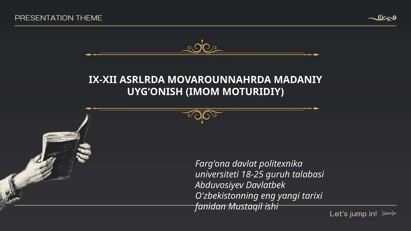 IX-XII ASRLRDA MOVAROUNNAHRDA MADANIY UYGʻONISH (IMOM MOTURIDIY)
