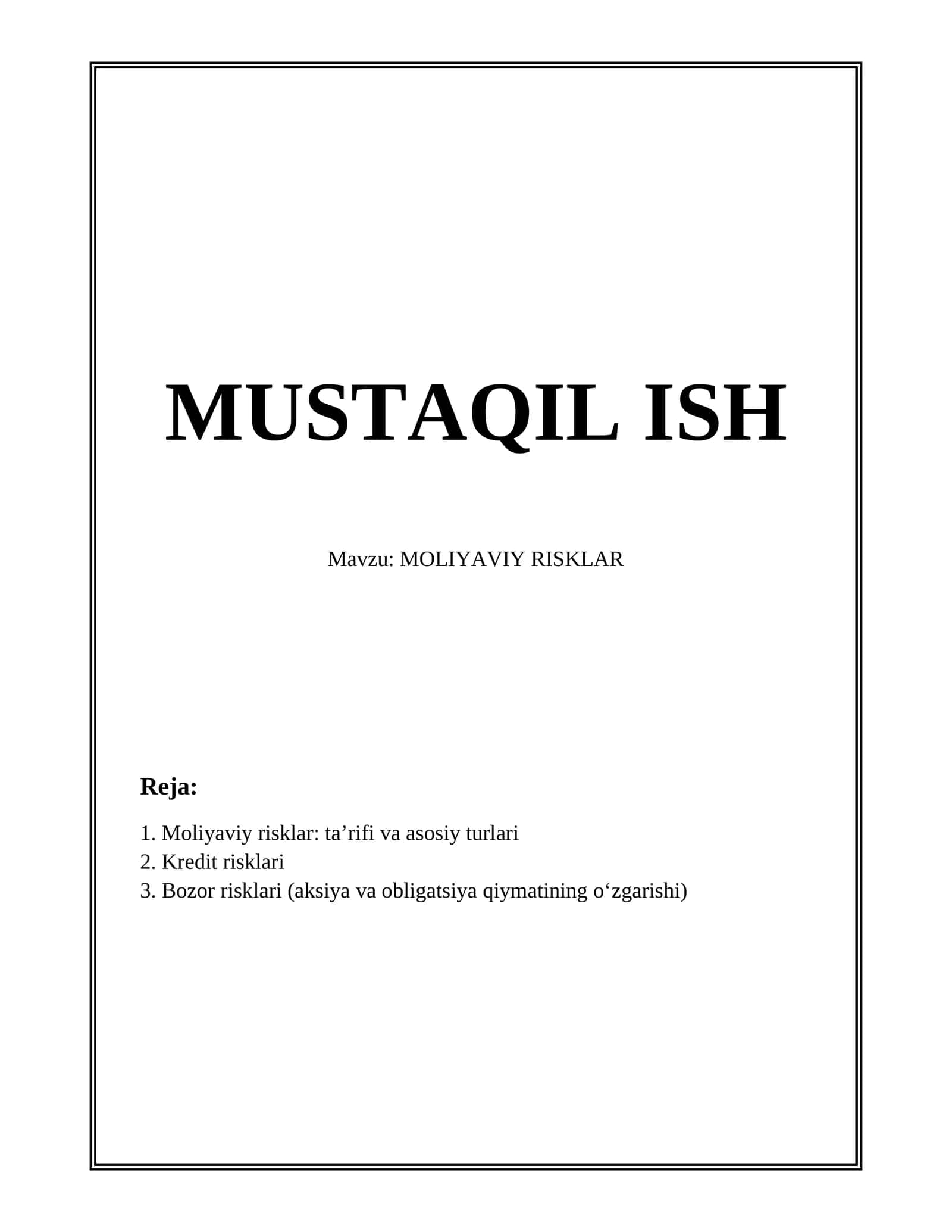 Moliyaviy risklar
