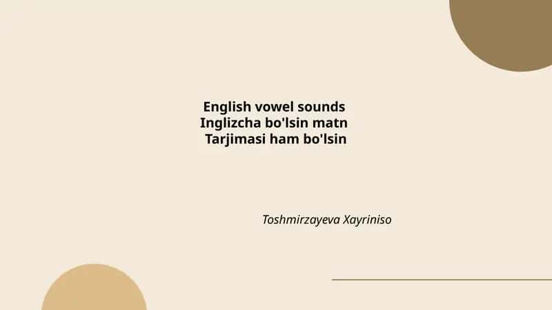 English vowel sounds