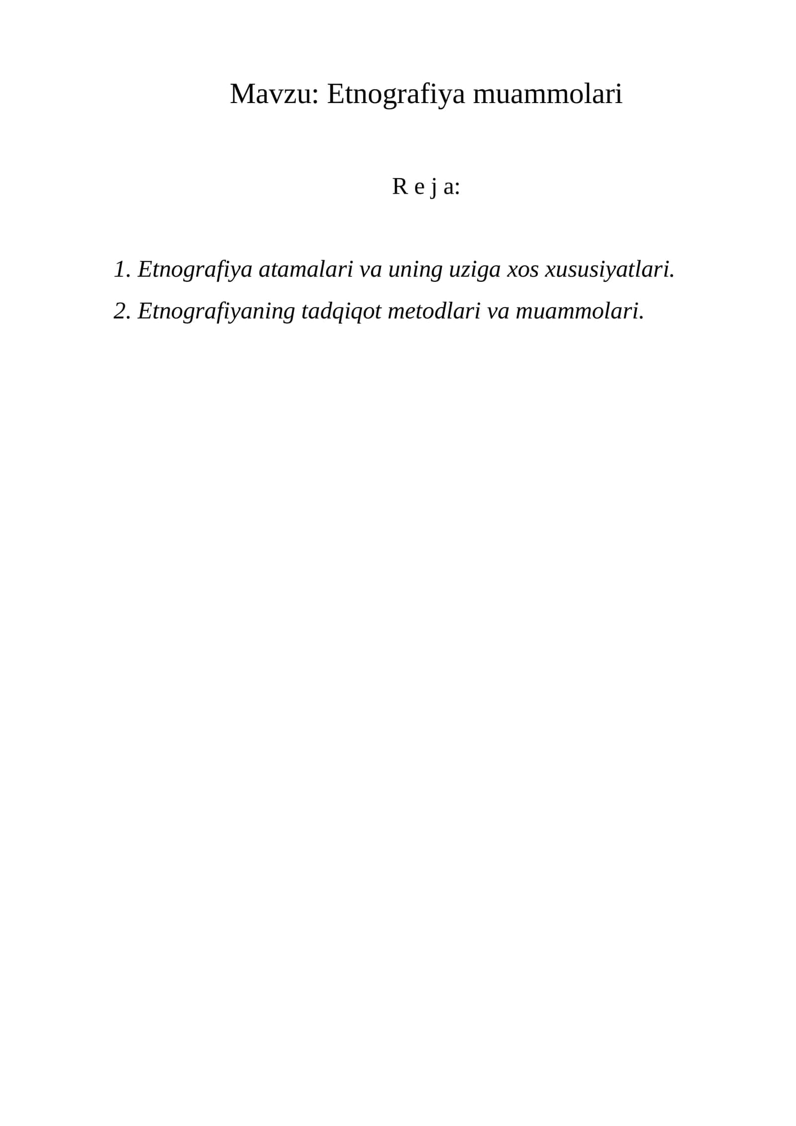 Etnografiya muammolari