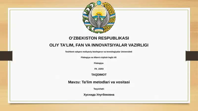 Ta'lim metodlari va vositasi