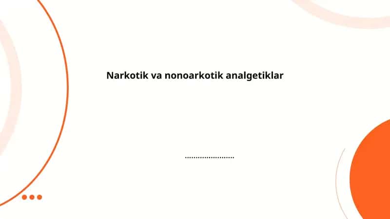 Narkotik va nonoarkotik analgetiklar