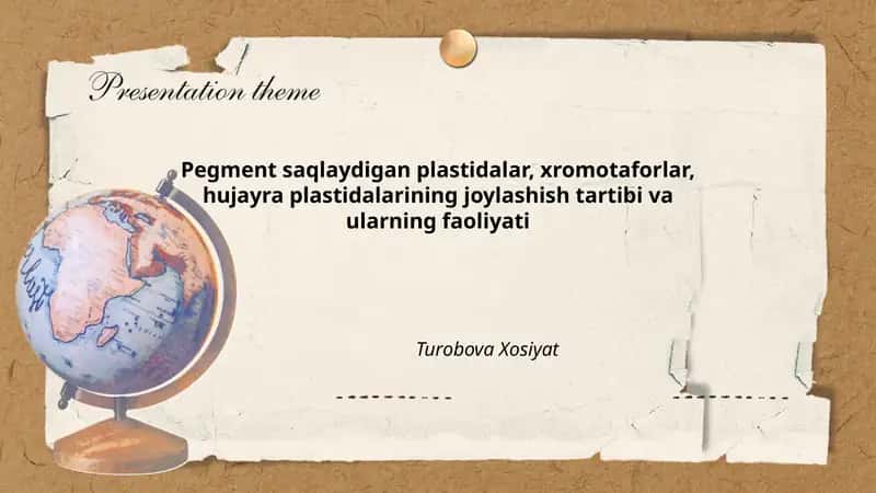 Pegment saqlaydigan plastidalar va xromotaforlar