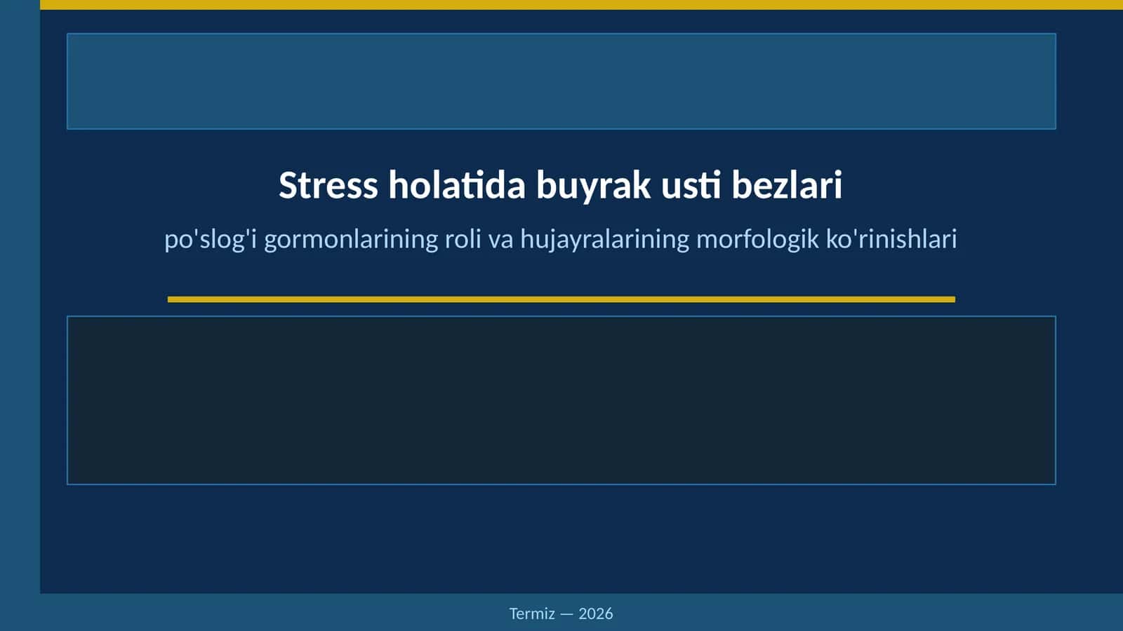 Stress holatida buyrak usti bezlari po'slog'i gormonlarining roli va hujayralarining morfologik ko'rinishlari