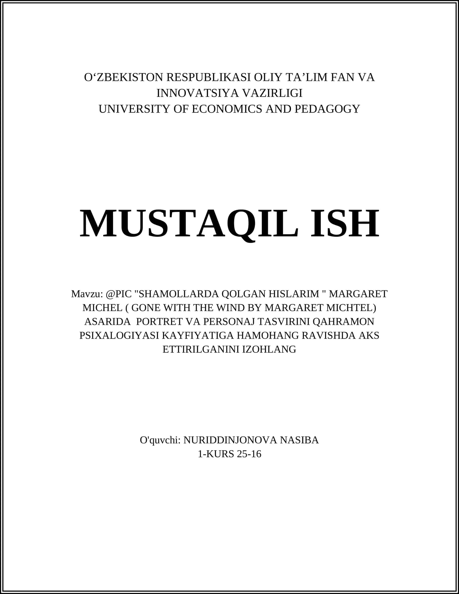 SHAMOLLARDA QOLGAN HISLARIM