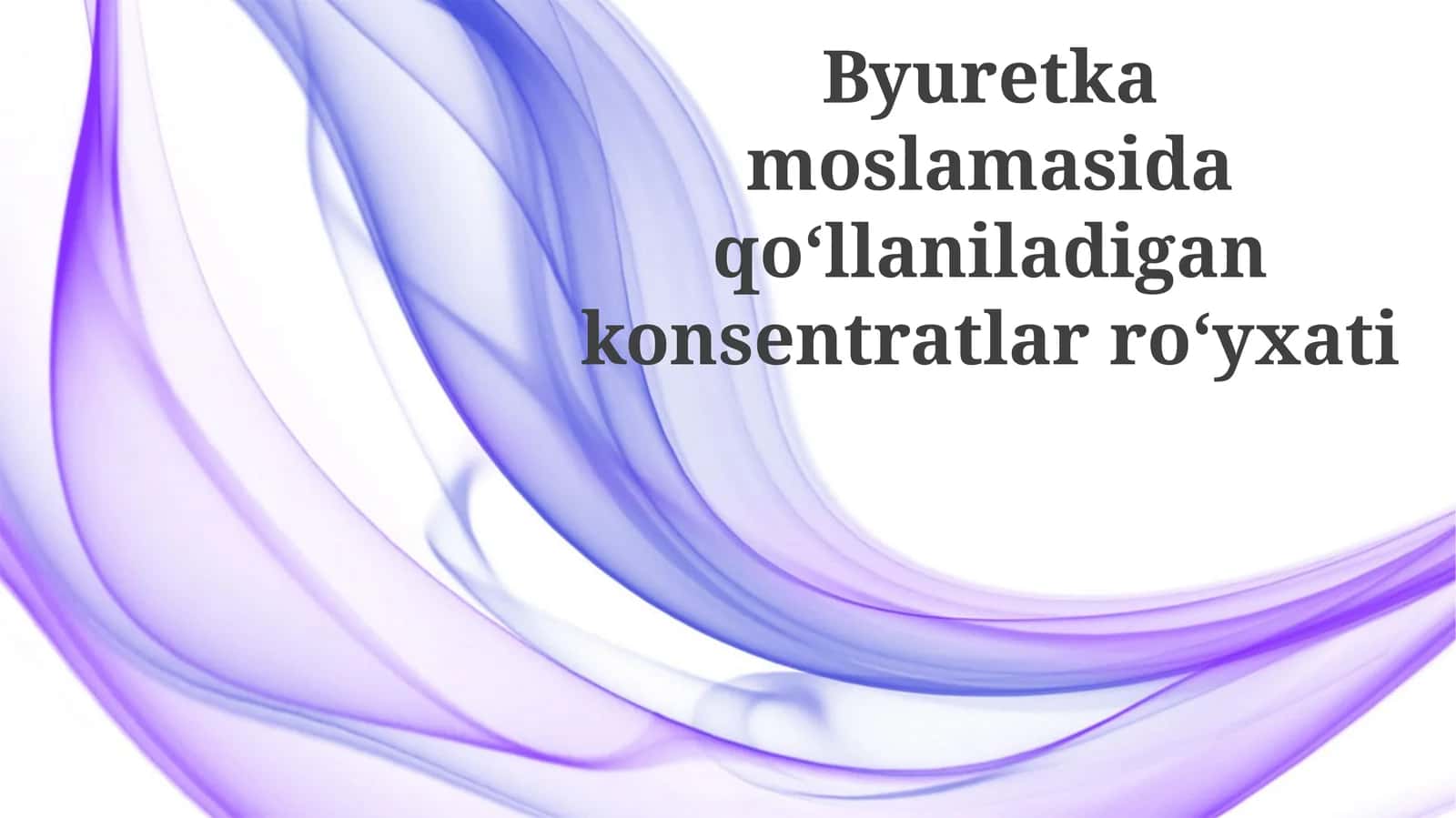 Byuretta tuzilishida ishlatiladigan konsentratlar: Ta'rif va turlari