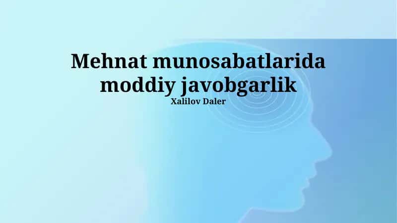 Moddiy javobgarlik tushunchasi va asoslari