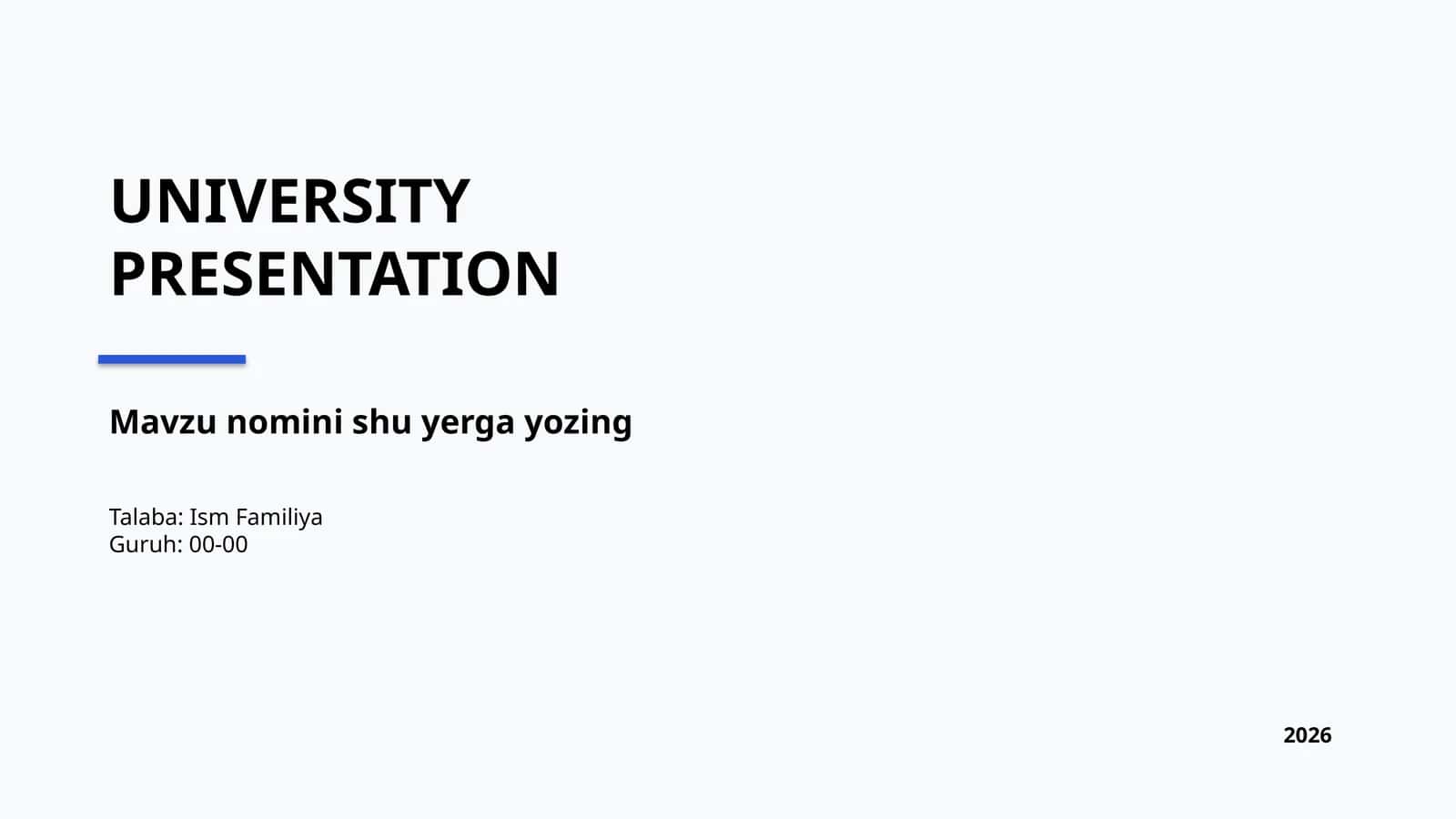 UNIVERSITY PRESENTATION TEMPLATE
