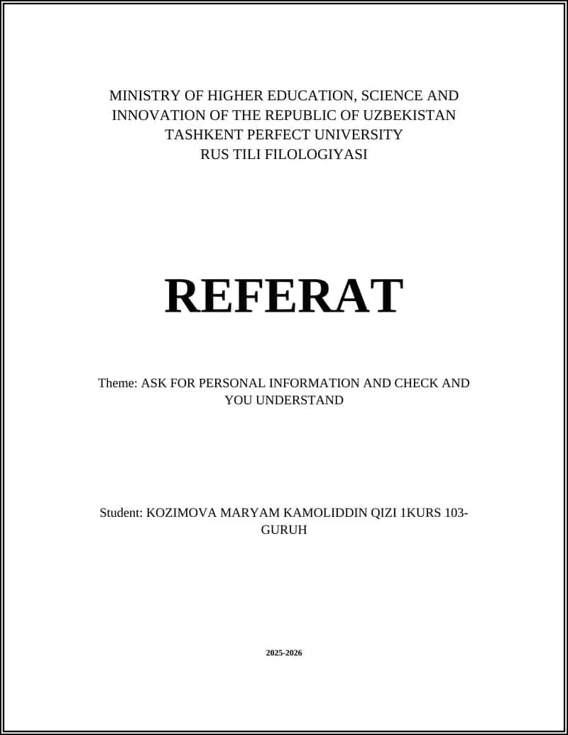 RUS TILI FILOLOGIYASI REFERAT