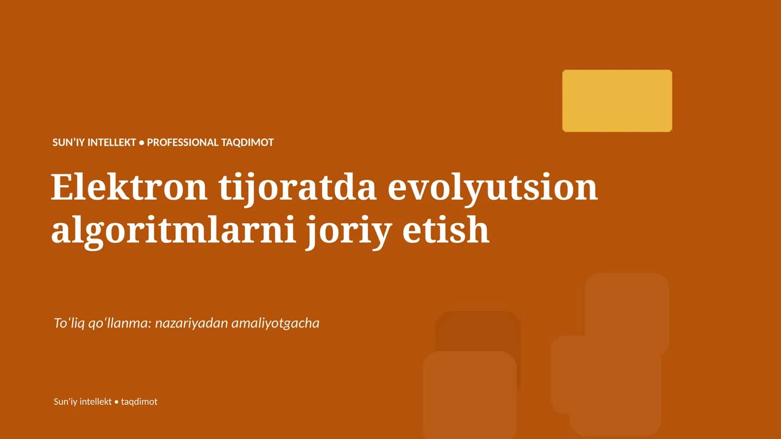 Elektron tijoratda evolyutsion algoritmlarni joriy etish