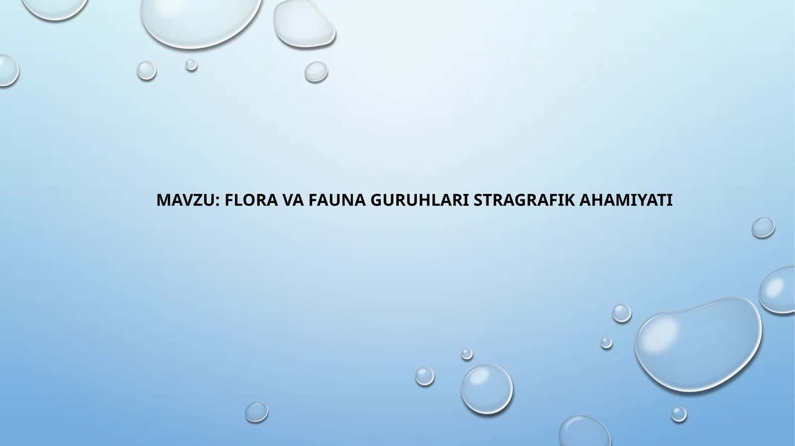 FLORA VA FAUNA GURUHLARI STRAGRAFIK AHAMIYATI