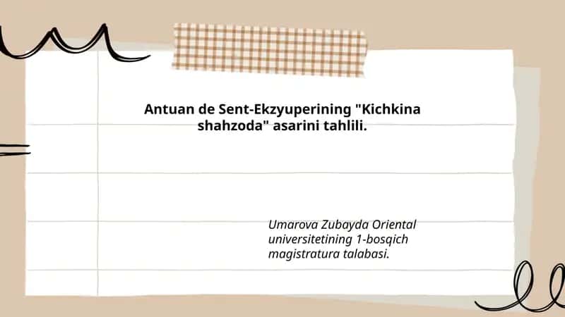Kichkina shahzoda asarini tahlili