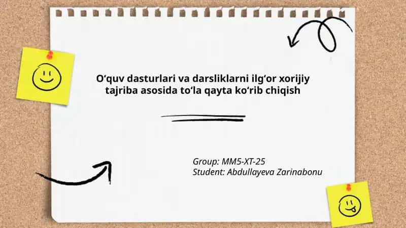 Xorijiy ilgʻor taʼlim standartlarini Oʻzbekiston oʻquv dasturlariga integratsiyalash