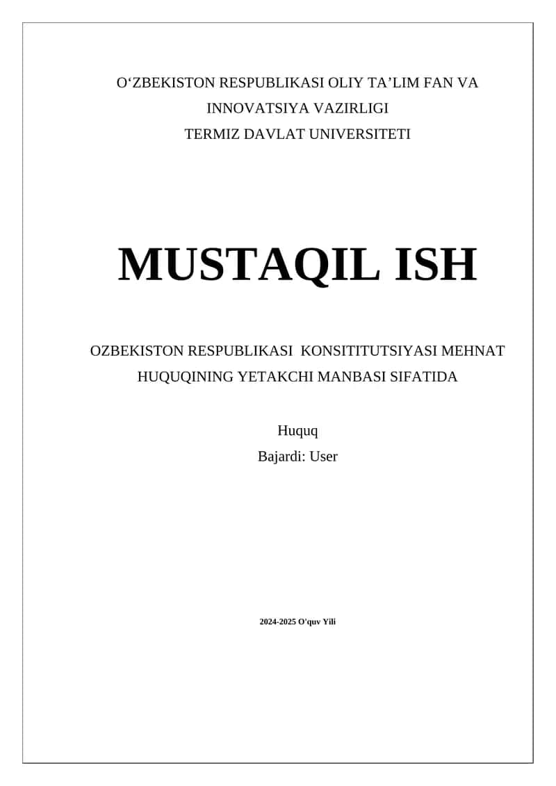 Konstitutsiyaning Mehnat Huquqi
