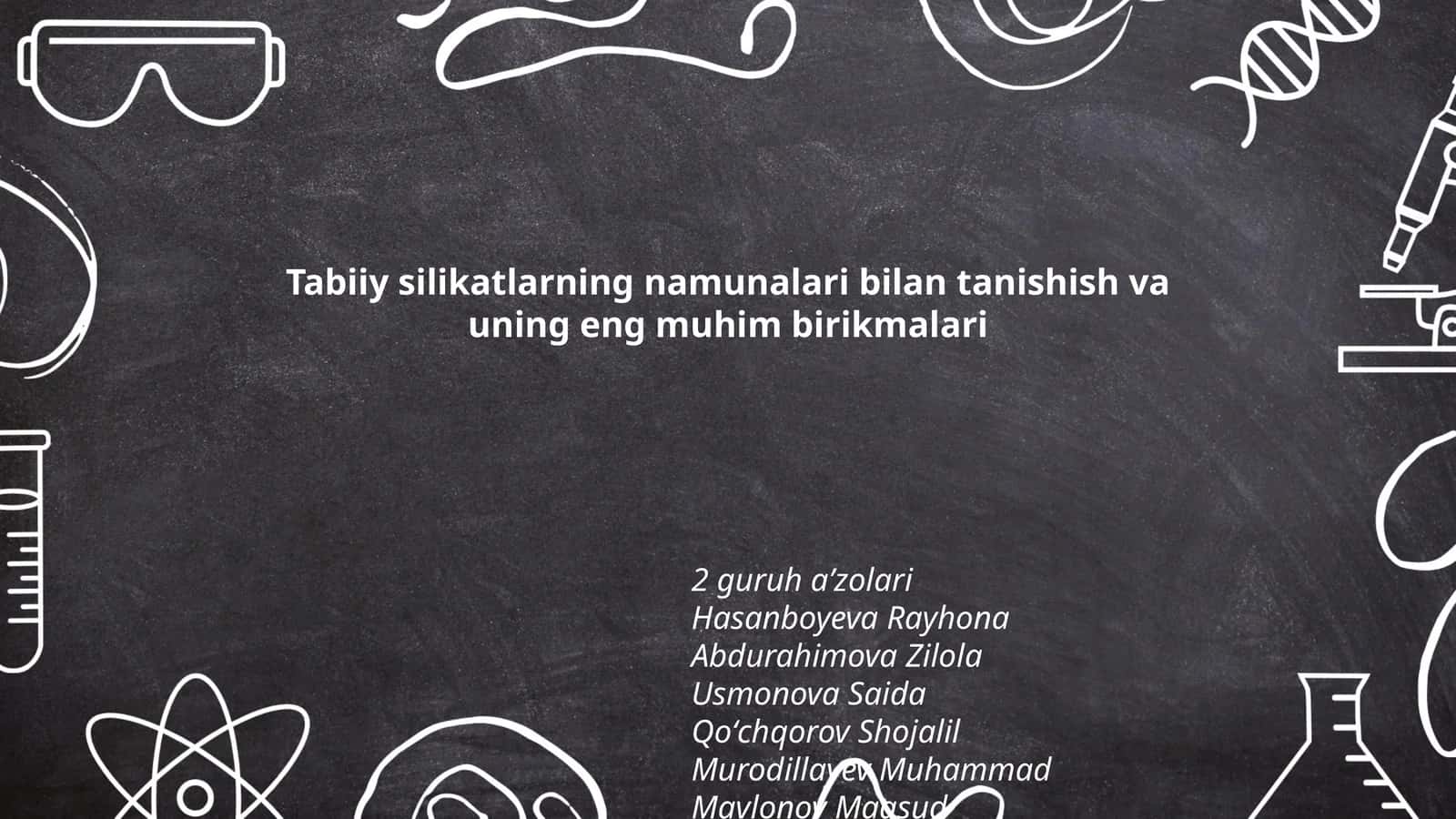 Tabiiy silikatlarning namunalari bilan tanishish va uning eng muhim birikmalari