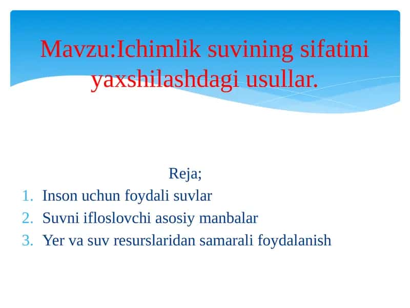 Insonuchun foydali suvlar