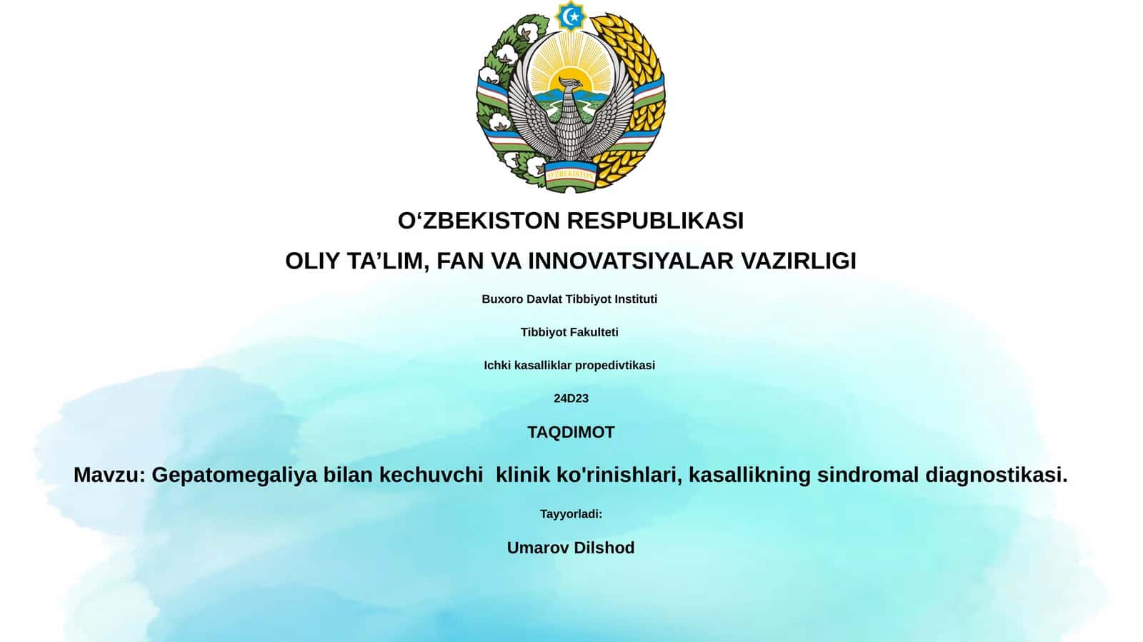Gepatomegaliya bilan kechuvchi klinik ko'rinishlari
