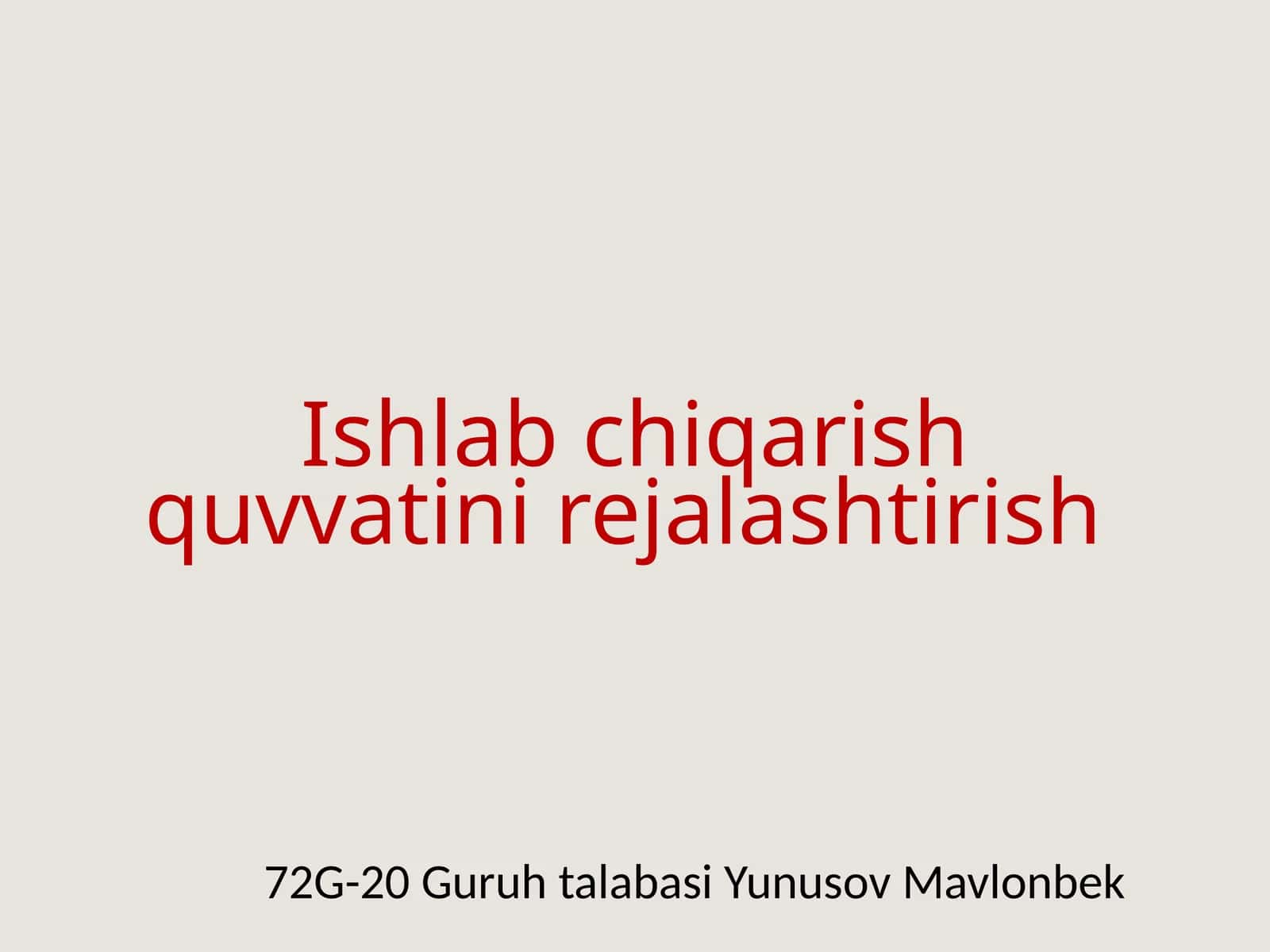 Ishlabchiqarish quvvatini rejalashtirish