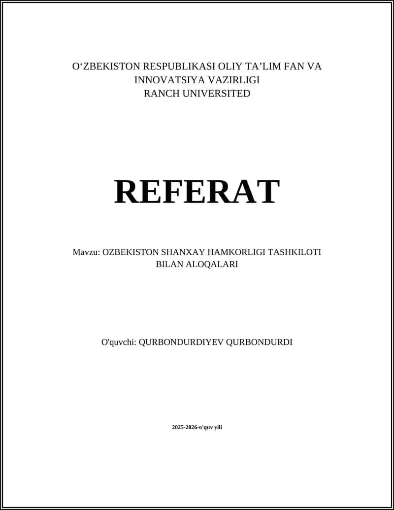 O‘ZBEKISTON RESPUBLIKASI OLIY TA’LIM FAN VA INNOVATSIYA VAZIRLIGI