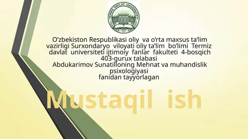 Mehnatni tashkil qilish psixologiyasi