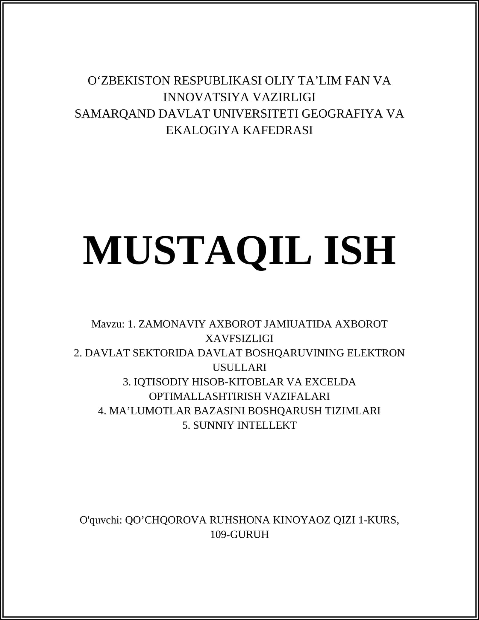 Zamonaviy Axborot Xavfsizligi