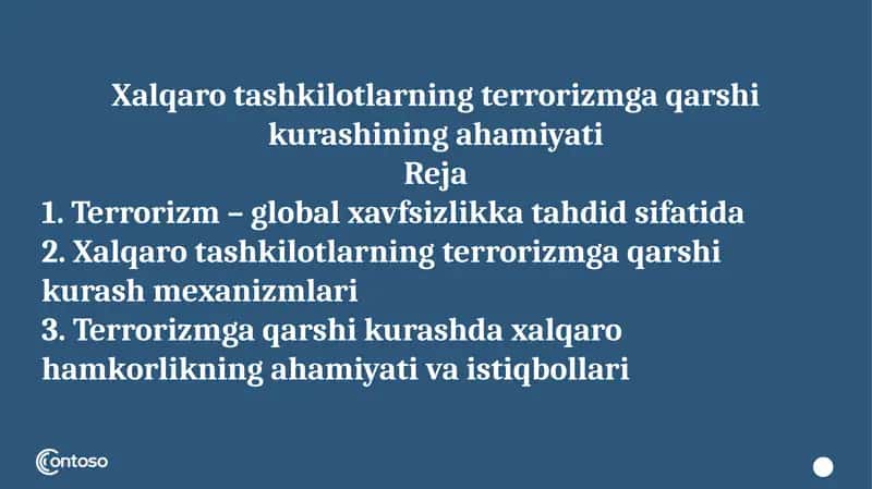 xalqaro tashkilotlarning terrorizmga qarshi kurashining ahamiyati