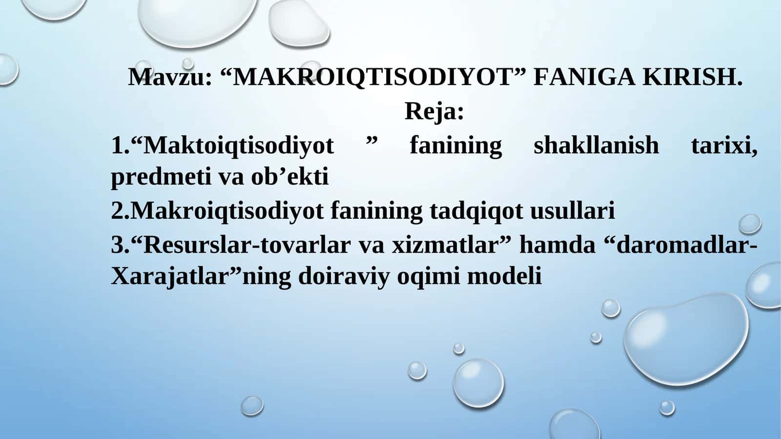 MAKROIQTISODIYOT FANIGA KIRISH